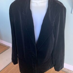 Vintage Mark Allen Womens Blazer size 18 Black Velvet & Lined Jacket 100% Cotton